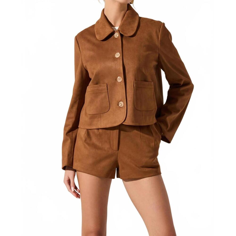 NEW ASTR jude faux suede jacket in camel